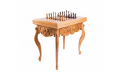 Стол резной "Сезам" (шахматы+нарды), дуб, с фигурами Элеганс