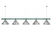 Лампа STARTBILLIARDS 5 пл. (плафоны зеленые,штанга хром,фурнитура хром)