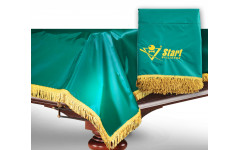 Чехол для б/стола 12-2 (зеленый с зеленой бахрамой, с логотипом)