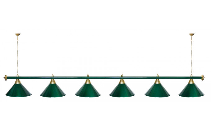 Лампа "STARTBILLIARDS" 6 пл. металл (плафоны зеленые, штанга зеленая, без электрики)