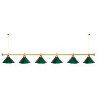 Лампа STARTBILLIARDS 6 пл. (плафоны зеленые,штанга золотая,фурнитура хром,2)