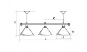 Лампа STARTBILLIARDS 3 пл. (плафоны голубые,штанга голубая,фурнитура золото)